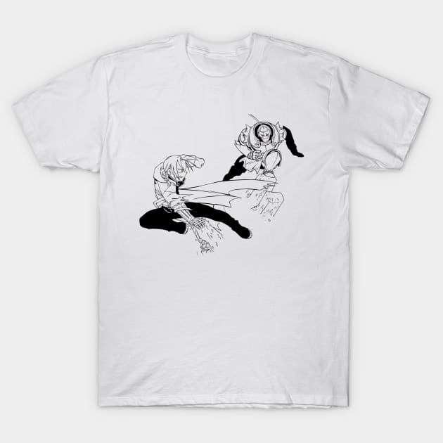 Edward and Aplhonse Elric FullMetal Alchemist T-Shirt by SirTeealot